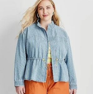 Gabriella Karefa-Johnson Striped Light Denim Jacket Size XL ‐ NWT